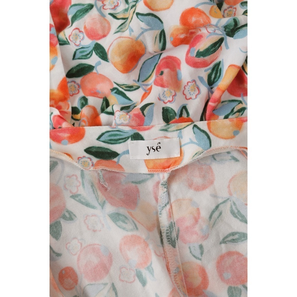 Sz 2 Ysé Paris Orange Fruits Mini Summer V Neck Wrap Dress GUC - Picture 6 of 7